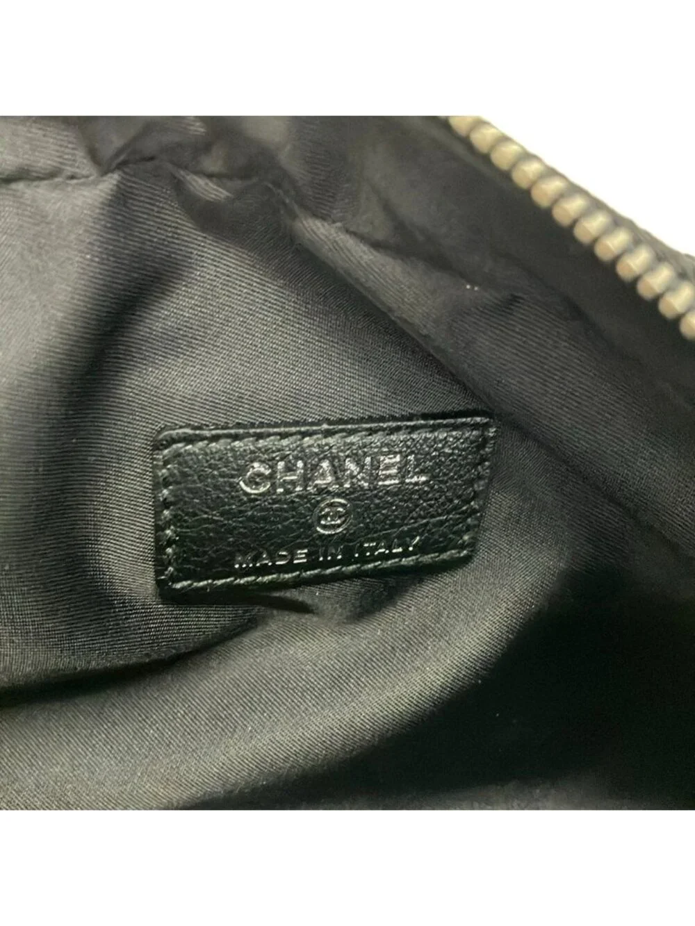 Chanel Pouch Paris Biarritz a Black CC Logo Silver